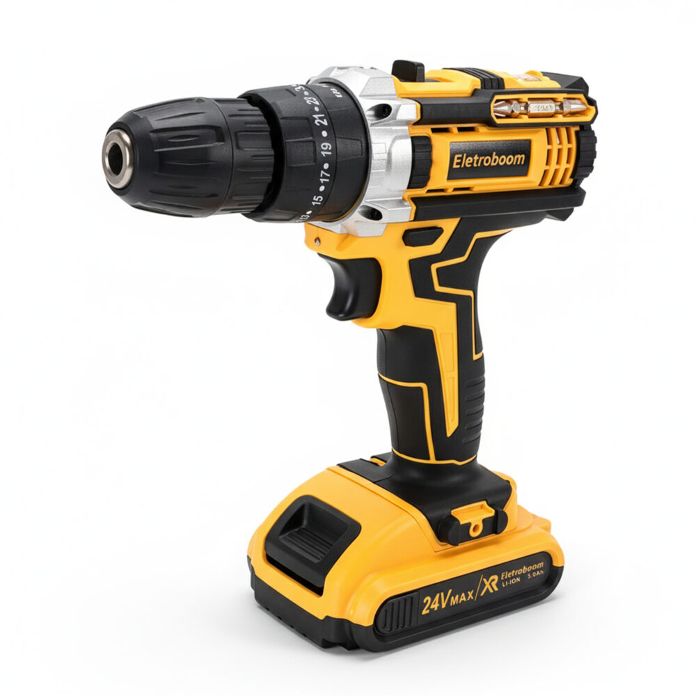 Parafusadeira Furadeira 24v 2 Baterias Recarregável 60hz Amarelo 50/60 Hz