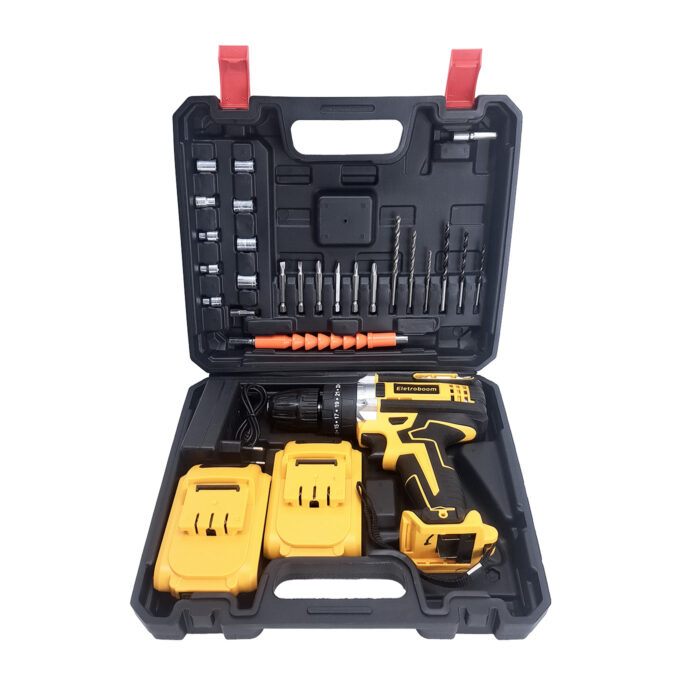 Parafusadeira Furadeira 24v 2 Baterias Recarregável 60hz Amarelo 50/60 Hz - Imagem 4