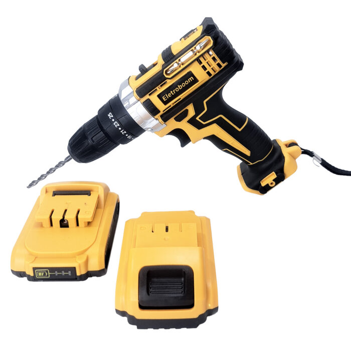 Parafusadeira Furadeira 24v 2 Baterias Recarregável 60hz Amarelo 50/60 Hz - Imagem 6