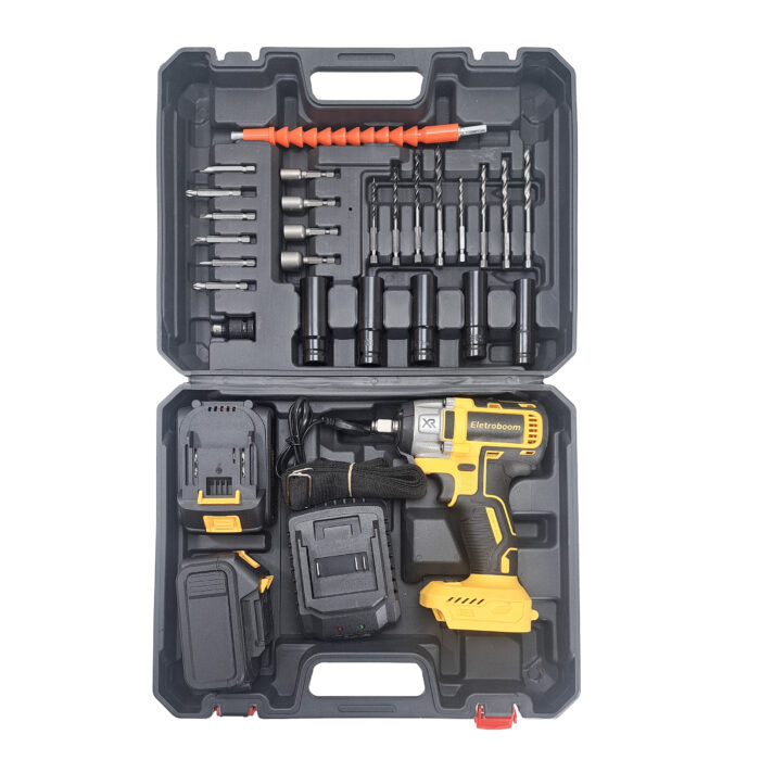 Kit Chave Impacto Parafusadeira 48v Portátil Recarregável Amarelo 50/60 - Imagem 3