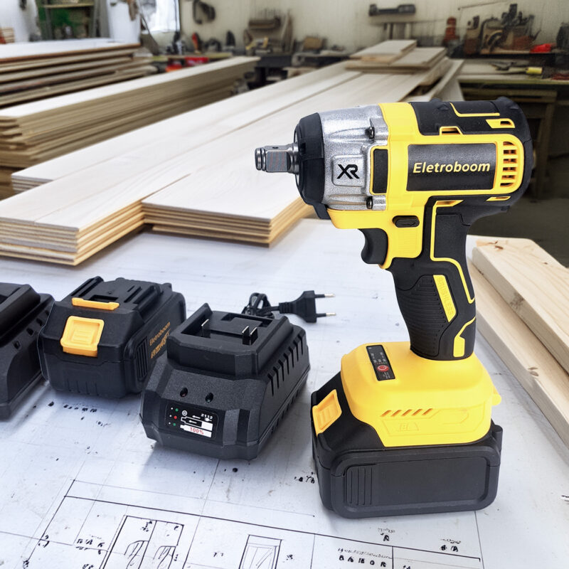 Chave de impacto 48V Eletroboom em uso na obra