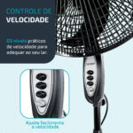 VENTILADOR TURBO COLUNA 45CM 90W 6 PÁS ELETROBOOM - 127V - Imagem 6