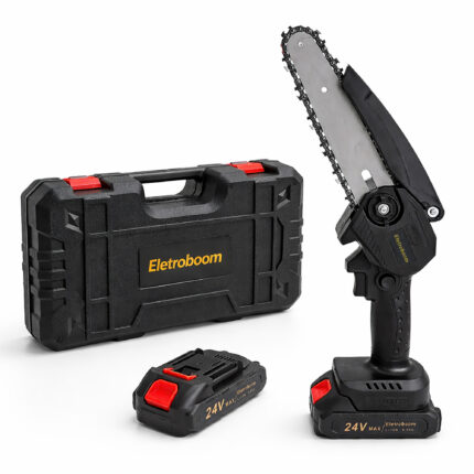 MINI MOTOSSERRA ELÉTRICA 8 E 6 POLEGADAS 2 BATERIAS 24V 1300 MAH