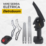 MINI MOTOSSERRA ELÉTRICA 8 E 6 POLEGADAS 2 BATERIAS 24V 1300 MAH - Imagem 8